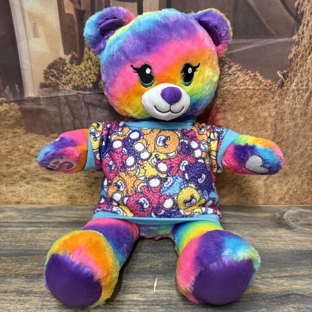 Build A Bear Rainbow Friends Multi-Color Teddy Bear Plush 17” Stuffed Toy. Clean